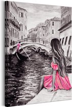 Schilderij - Woman in Venice (1 Part) Vertical.