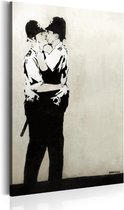 Schilderij - Kissing Coppers by Banksy.