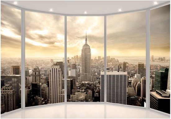 Papier peint photo King - Papier peint - Papier peint non tissé - Papier peint photo New York à travers la fenêtre 3D - 300 x 210 cm