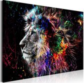 Schilderij - Crazy Lion (1 Part) Wide.