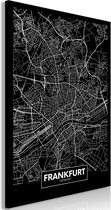 Schilderij - Dark Map of Frankfurt (1 Part) Vertical.