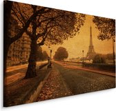 Schilderij - Straten van Parijs, Vintage setting, Premium Print