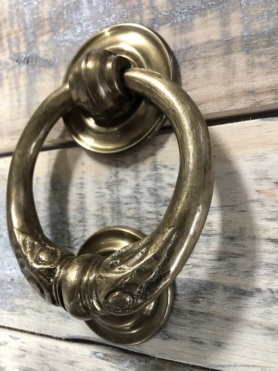 Deurknop messing polijst voor voordeur met rozet rond 80mm