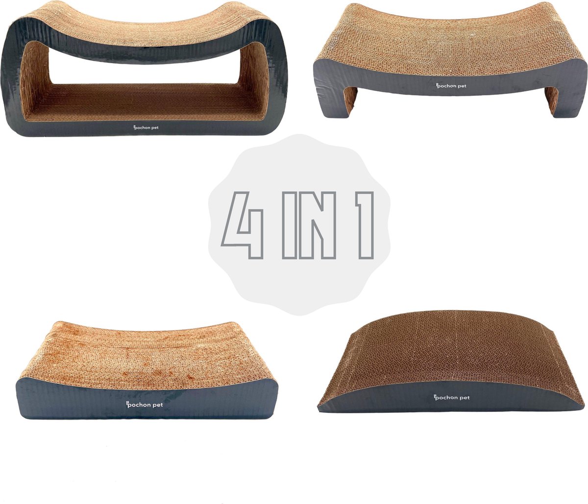 Pochon Pet - Krabpaal van gerecycled Karton - Zwart - Maat XL - 60x21x27