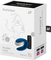 Satisfyer, luxe koppelvibrator met afstandsbediening, 'Double Love' met app en radiografische afstandsbediening, medische siliconen, 8,6 cm