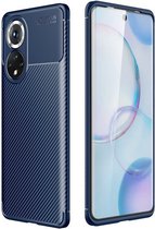 Honor 50 Hoesje Siliconen Carbon TPU Back Cover Blauw