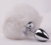 Fluffy Buttplug White Small - Makkelijk schoonmaken - Stimulerend voor man en vrouw - Kunstbont - Stimulerend voor mannen - Spannend voor koppels - Sex speeltjes - Sex toys - Eroti