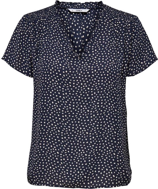 Only Blouse Onlsonja Life S/s V-neck Top Noos P 15251512 Night Sky/dot W. Mac Dames Maat - M