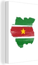 Tableau sur toile Carte du pays avec drapeau Suriname - 60x90 cm - Décoration murale