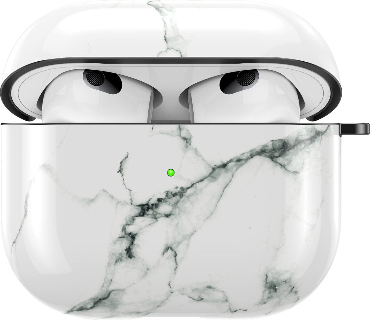 YONO Special Design Hoesje geschikt voor Apple Airpods 3 - Hard Case met Clip - Marmer Wit