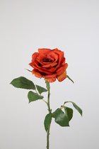 Kunstbloem - Roos - topkwaliteit decoratie - 2 stuks - zijden bloem - oranje - 48 cm hoog