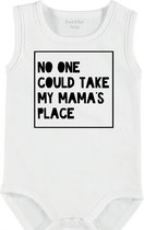 Baby Rompertje met tekst 'No one could take my mama's place' | mouwloos l | wit zwart | maat 50/56 | cadeau | Kraamcadeau | Kraamkado