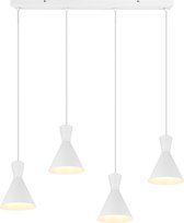 LED Hanglamp - Torna Ewomi - E27 Fitting - 4-lichts - Rechthoek - Mat Wit - Aluminium