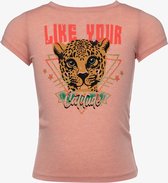 TwoDay meisjes T-shirt met tijgerkop - Roze - Maat 122/128