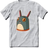 Konijn T-Shirt Grappig | Dieren konijnen Kleding Kado Heren / Dames | Animal Skateboard Cadeau shirt - Licht Grijs - Gemaleerd - S