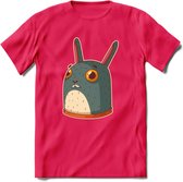 Konijn T-Shirt Grappig | Dieren konijnen Kleding Kado Heren / Dames | Animal Skateboard Cadeau shirt - Roze - S