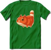 Jagende kat T-Shirt Grappig | Dieren katten Kleding Kado Heren / Dames | Animal Skateboard Cadeau shirt - Donker Groen - S