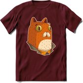 Casual kat T-Shirt Grappig | Dieren katten Kleding Kado Heren / Dames | Animal Skateboard Cadeau shirt - Burgundy - XL