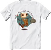 Casual skelet T-Shirt Grappig | Dieren halloween Kleding Kado Heren / Dames | Animal Skateboard Cadeau shirt - Wit - S