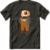 Casual skelet T-Shirt Grappig | Dieren halloween Kleding Kado Heren / Dames | Animal Skateboard Cadeau shirt - Donker Grijs - S