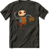 Casual skelet T-Shirt Grappig | Dieren halloween Kleding Kado Heren / Dames | Animal Skateboard Cadeau shirt - Donker Grijs - M