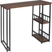 FURNIBELLA - Bartafel met 2 planken gemaakt van metalen frame & MDF donker beuken