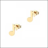 Aramat jewels ® - Kinder oorbellen muzieknoten goudkleurig chirurgisch staal 7x4mm