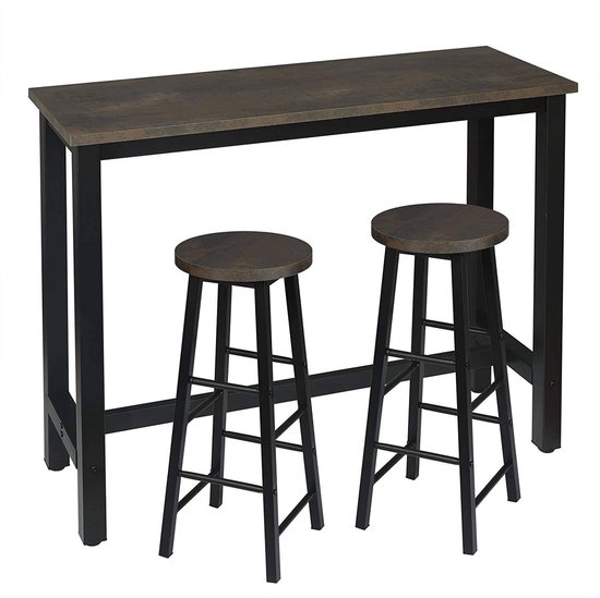 SoBuy 4-delige Set van 2 Hoge Tafels, 2 Barstoelen, Eettafel Set, Bartafel, Barkrukken, voor Eetkamer, Woonkamer, Balkon en Bistro, OGT42-F