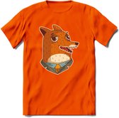zwoele vos T-Shirt Grappig | Dieren Kleding Kado Heren / Dames | Animal Skateboard Cadeau shirt - Oranje - M