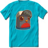 Chirp vogel T-Shirt Grappig | Dieren Kleding Kado Heren / Dames | Animal Skateboard Cadeau shirt - Blauw - L