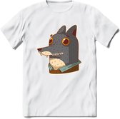 Casual wolf T-Shirt Grappig | Dieren Kleding Kado Heren / Dames | Animal Skateboard Cadeau shirt - Wit - 3XL