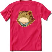 casual kikker T-Shirt Grappig | Dieren reptiel Kleding Kado Heren / Dames | Animal Skateboard Cadeau shirt - Roze - XXL