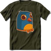 Strik duif T-Shirt Grappig | Dieren vogel Kleding Kado Heren / Dames | Animal Skateboard Cadeau shirt - Leger Groen - S