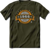 Premium Since 1966 T-Shirt | Goud - Zilver | Grappig Verjaardag Kleding Cadeau Shirt | Dames - Heren - Unisex Tshirt | - Leger Groen - M