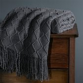 Gebreid Warmtedeken - 150 x 200 - Grijs - Fleece deken - Extra Zacht - Knuffeldeken - Plaid