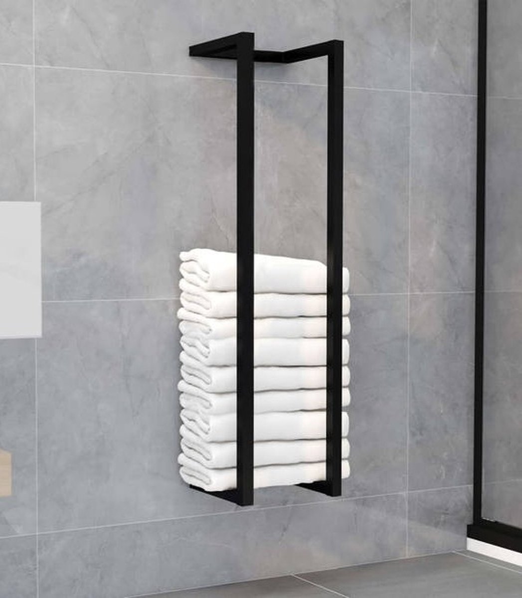 Handdoekrek Industrieel Handdoekenrek Muurrek Hangrek Badkamer Mat Zwart 90x25x15