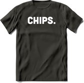 Chips - Snack T-Shirt | Grappig Verjaardag Kleding Cadeau | Eten En Snoep Shirt | Dames - Heren - Unisex Tshirt | - Donker Grijs - XL