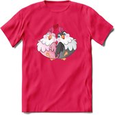 Tortelduifjes - Valentijn T-Shirt | Grappig Valentijnsdag Cadeautje voor Hem en Haar | Dames - Heren - Unisex | Kleding Cadeau | - Roze - M