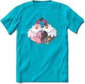 Tortelduifjes - Valentijn T-Shirt | Grappig Valentijnsdag Cadeautje voor Hem en Haar | Dames - Heren - Unisex | Kleding Cadeau | - Blauw - M