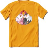 Tortelduifjes - Valentijn T-Shirt | Grappig Valentijnsdag Cadeautje voor Hem en Haar | Dames - Heren - Unisex | Kleding Cadeau | - Geel - XXL