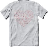 Hart - Valentijn T-Shirt | Grappig Valentijnsdag Cadeautje voor Hem en Haar | Dames - Heren - Unisex | Kleding Cadeau | - Licht Grijs - Gemaleerd - L