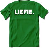 Liefie - Valentijn T-Shirt | Grappig Valentijnsdag Cadeautje voor Hem en Haar | Dames - Heren - Unisex | Kleding Cadeau | - Donker Groen - 3XL
