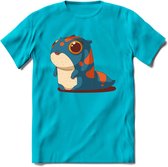 Schattige monster kat T-Shirt Grappig | Dieren katten Kleding Kado Heren / Dames | Animal Skateboard Cadeau shirt - Blauw - L