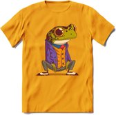 Casual kikker T-Shirt Grappig | Dieren reptiel Kleding Kado Heren / Dames | Animal Skateboard Cadeau shirt - Geel - XXL