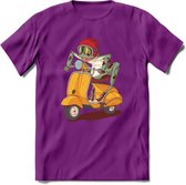 Casual scooter kikker T-Shirt Grappig | Dieren reptiel Kleding Kado Heren / Dames | Animal Skateboard Cadeau shirt - Paars - L