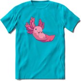 Schattig Axolotl T-Shirt Grappig | Dieren amfibieën Kleding Kado Heren / Dames | Animal Cadeau shirt - Blauw - XXL