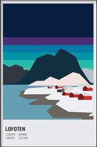 Walljar - Lofoten Norway Dusk - Muurdecoratie - Poster met lijst