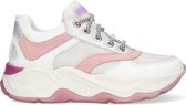 Braqeez 422262-591 Meisjes Lage Sneakers - Wit/Roze - Leer - Veters