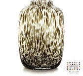 Design Vaas TORONTO - Fidrio CLEAR/BLACK - glas, mondgeblazen bloemenvaas - diameter 25 cm hoogte 35 cm