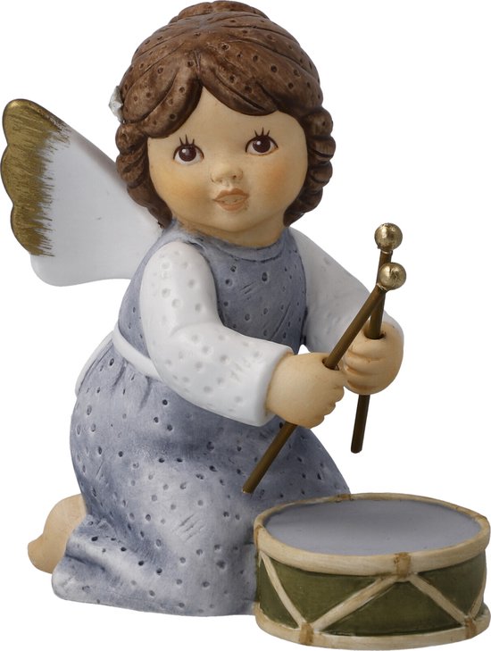 Goebel - Nina & Marco | Decoratief beeld / figuur Engel drummen is geweldig | Porselein - 8cm